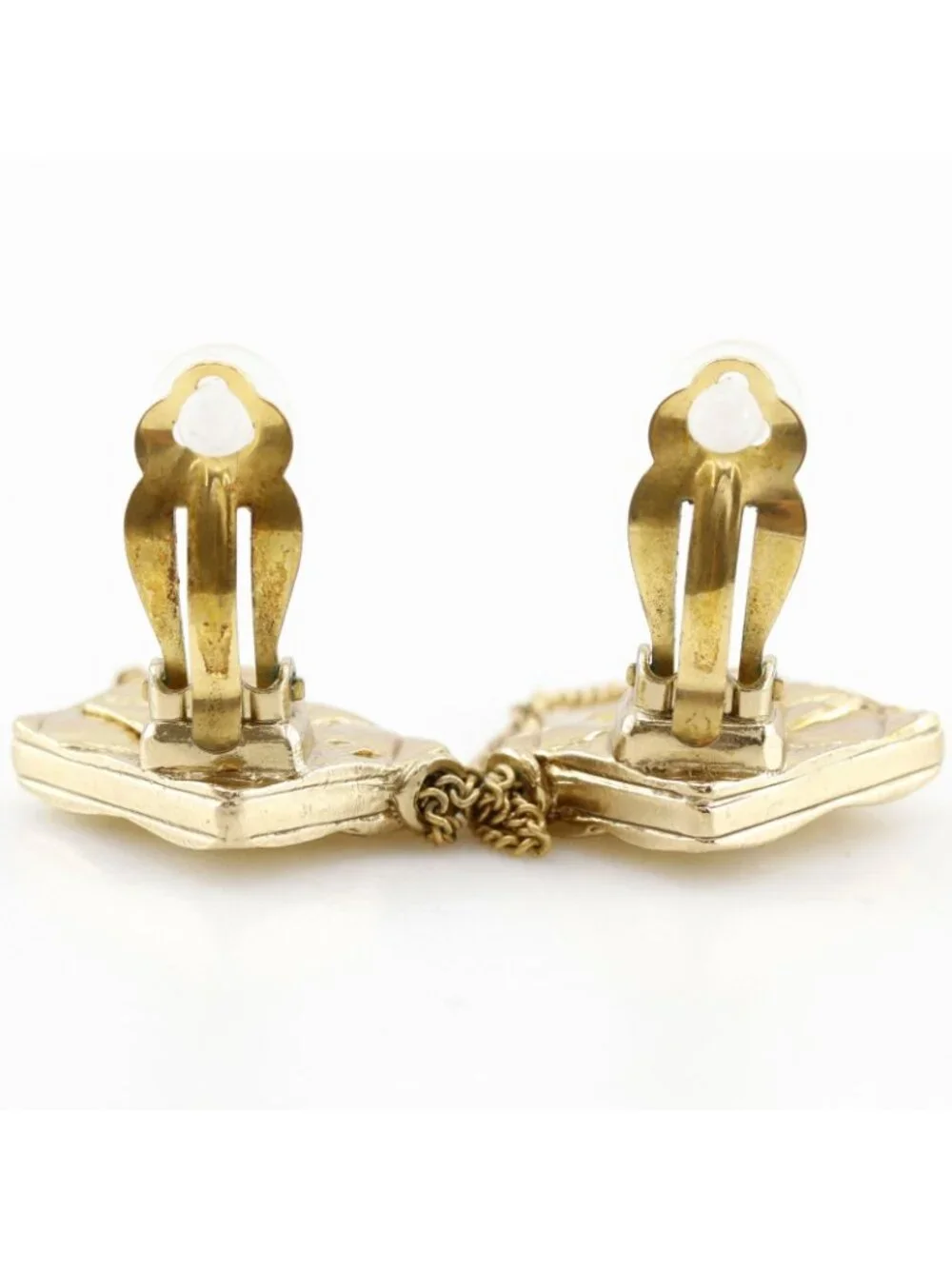 Chanel Quilted Bag Motif Gold Plated Earrings